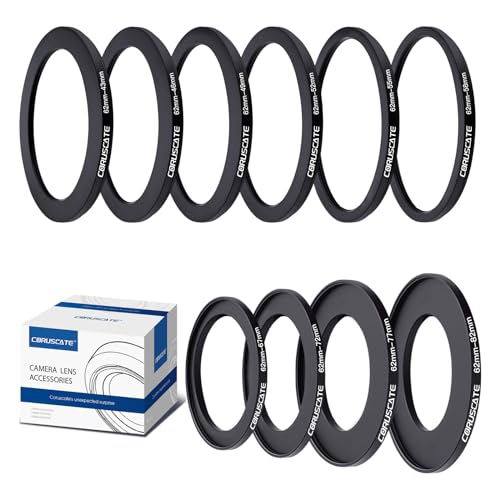 10Pcs 62mm Filter Ring Adapter Set,Filter Metal Stepping Rings for All Brands UV ND CPL (62-43mm,62-46mm,62-49mm,62-52mm,62-55mm,62-58mm,62-67mm,62-72mm,62-77mm,62-82mm)