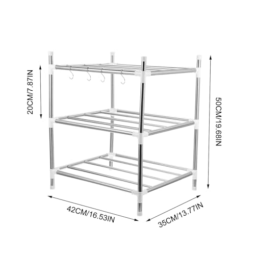 Étagère de rangement en acier inoxydable à 3 niveaux argenté pour cuisine - 4