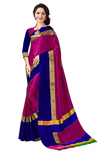 Image of PerfectBlue Women's with Blouse Piece Saree (VisvaVariation Lightgreenbrown Free Size)