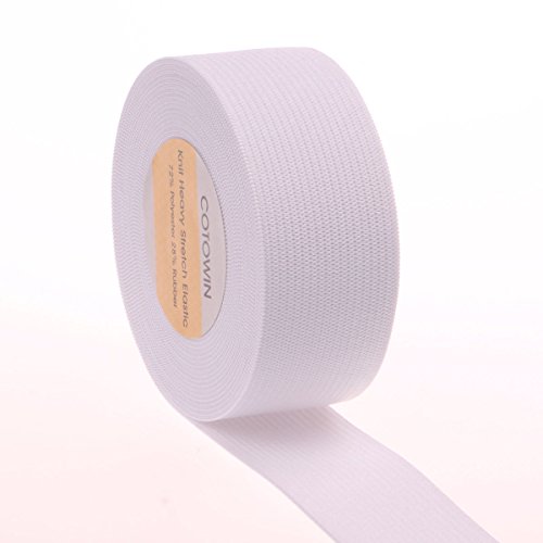 Cotowin 1 1/4-Inch By 5-Yard White Heavy Stretch Knit Elastic #TOP1