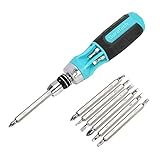 DURATECH ドライバー 差替ドライバー ドライバーセット 12-IN-1 クイックリリースボールグリップ プラス マイナス トルクス スクエア ラチェットドライバービット 6本付 家具組立 メンテナンス 車載修理工具