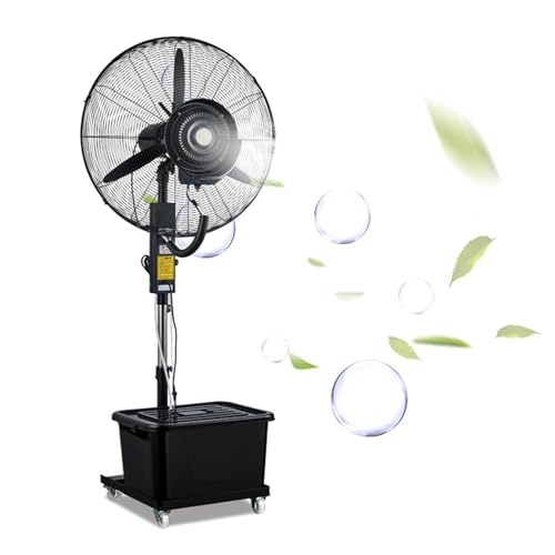 Genérico Ventilador Nebulizador De Agua Industrial Exterior 65/75cm Elevable Ventilador De Pie Potente 90° Oscilante 3 Velocidades 42L Tanque Grande Ventilador De Frio(750mm)