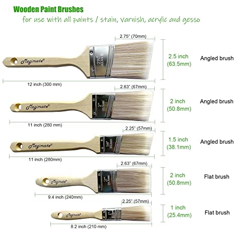 Magimate Paint Brushes Set, Sash Brushes, Soft Tapered Filament, Wood Stain Brushes For Walls, Cabinets And Fences Pack Of 5 #TOP3