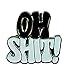 Pin's en métal émaillé « Oh Shit » (noir et blanc) 25 mm