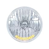 United Pacific 7-inch Halogen Crystal Headlight w/10 Amber LED Position Lights, Multi-Faceted,...