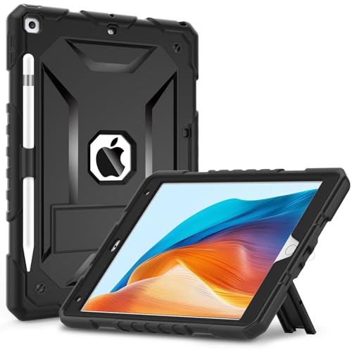 Image of Case for iPad 9th /8th /7th Generation 10.2 Inch, Black | Kickstand, Slim, Heavy Duty, Shockproof, Rugged Protective Case Cover