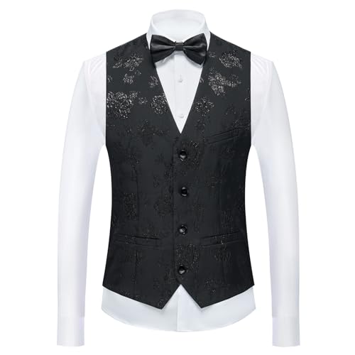 Tuxedo Suits for Men 3 Piece Regular Fit Men's Suit Set Floral Pattern Blazer Jacket Waistcoat Pants3