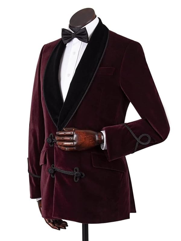 Men's Slim-Fit Solid Velvet Blazer Tuxedo Dinner Suit Jacket3