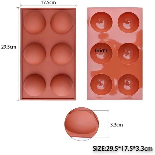 Zueyen 3 Pack 6 Cavities Large Hemisphere Dome Silicone Mold, Silicone Cake Mold Jelly Pudding Candy Chocolate Molds Trays Non-Stick Silicone Fondant Moulds for Baking Cake Chocolate Making