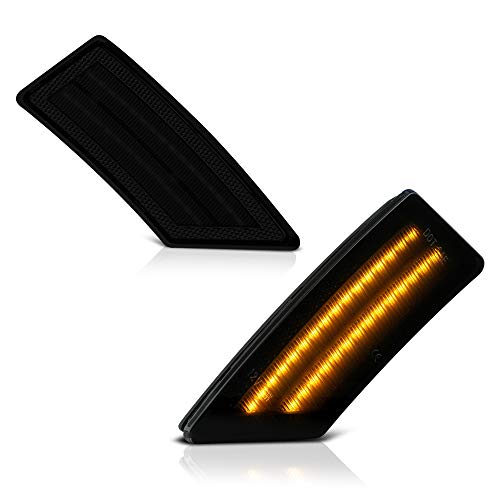 VIPMOTOZ Full Amber LED Strip Front Side Marker Light Fender Lamp Housing Replacement For 2019-2020 Ford Ranger, Black Housing with Smoked Lens, Driver & Passenger Side