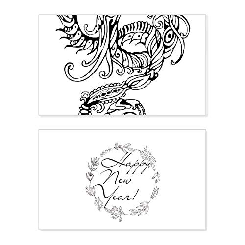 Tarjeta conmemorativa de la cultura del dragón en arte lineal con mensaje de bendición elegante
