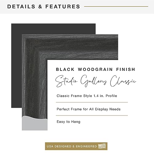MCS Studio Gallery Classic 10x10 Picture Frame Black Woodgrain, Vertical & Horizontal Wall Hanging Large Picture Frame for Photos, Posters & Art Prints (1-Pack)
