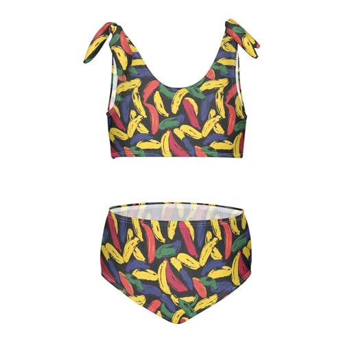 Red Yellow Blue Banana Girls Tankini Swim Set, Two Piece Swimsuits Summer Bikini Swimwear Set for Girls, 4T