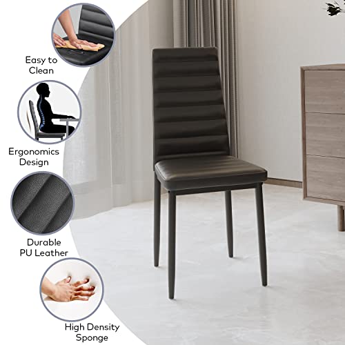 Gizoon Glass Dining Table Sets For 6, 7 Piece Kitchen Table And Chairs Set For 6 Person, Pu Leather Modern Dining Room Sets For Home, Kitchen, Living Room Black #TOP4