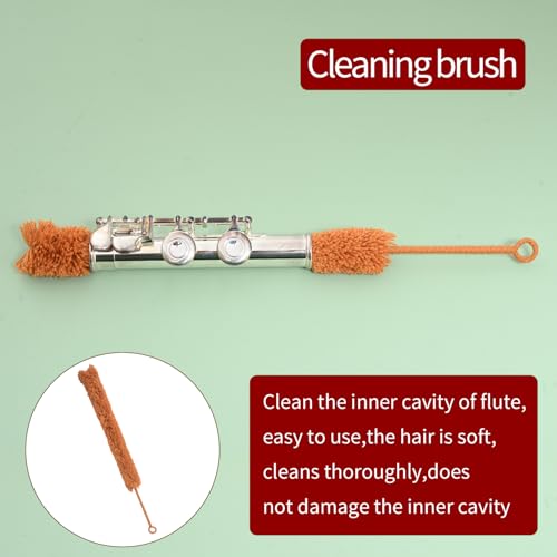 Dowite Flute Care Kit: Mouthpiece & Dust Brush, Cloth, Cotton Swabs, Brush, Cork Grease, Key Oil, Rod - Professional Cleaning Set for Musicians or Students