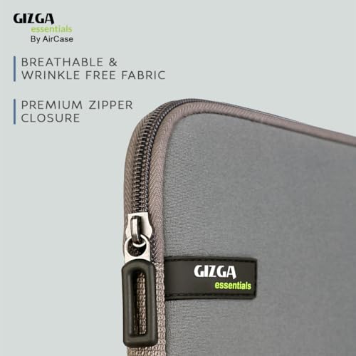 Image of AirCase Gizga Protective Laptop Bag Sleeve fits Upto 14.1 inch Laptop /MacBook, Wrinkle Free, Padded, Waterproof Light Neoprene case Cover Pouch, for Men & Women, Grey- 6 Months Warranty