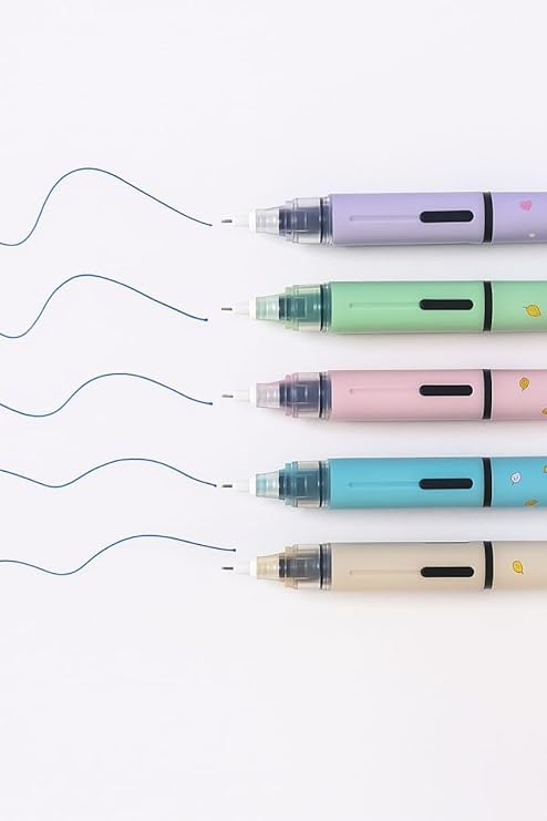 Image of Figo Moow Liquid Roller Pen Pack of 10 with Free Light Up Bracelet | 0.6mm Fine Tip Black Ink Pens | Smooth Writing Quick Dry Roller Pens for School, Office, College, Journaling