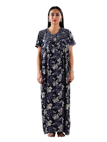 Image of 9shines Label Premium Alpine Maxi Designer Nighty | Floral Print Maxi for Women | Night wear for Women | | Full Length Night Gown for Women | Night Dress for Women Stylish (2467)