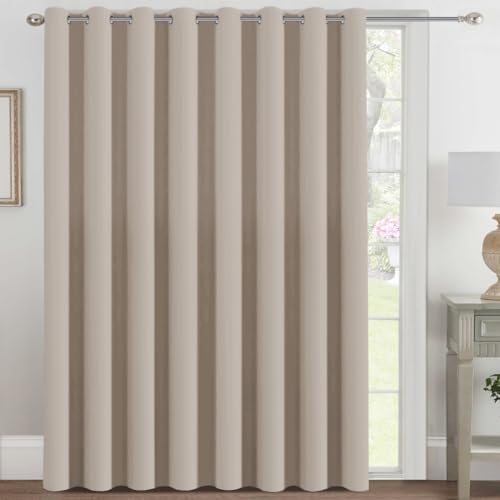 Image of H.VERSAILTEX Blackout Patio Curtains 100 x 96 Inches for Sliding Door Extral Wide Blackout Curtain Panels Thermal Insulated Room Divider - Grommet Top, 8' Tall by 8.5' Wide - Fog