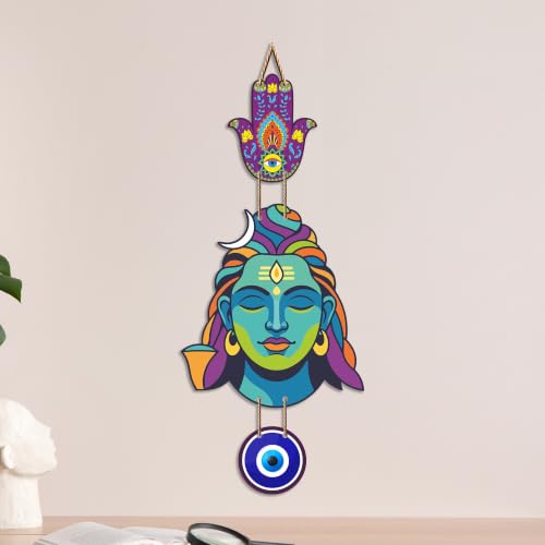 Image of Artvibes Lord Shiva Evil Eye Wall Hanging for Home Temple & Entrance | Spiritual MDF Wall Decor | Meditation Room Vastu Wall Art for Living Room | Office & Main Door | Gift Item (WH 8587N)