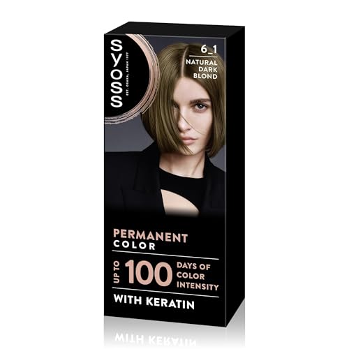 SYOSS Permanent Color 6-1 Rubio Oscuro, tinte de pelo y mascarilla intensiva con keratina, para una cobertura profesional de canas, color duradero y cuidado intensivo