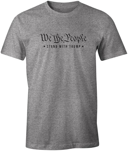 Ink Trendz We People Stand with Trump 2024 Cotton Men's T-Shirt MAGA Vance Donald Trump T-Shirt (2X-Large, Heather Grey)