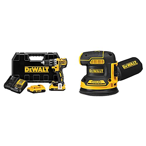 Dewalt 20V Max Cordless Drill/Driver Kit, Brushless, 1/2-Inch (Dcd791D2) With Dewalt 20V Max Orbital Sander, Tool Only (Dcw210B) #TOP7