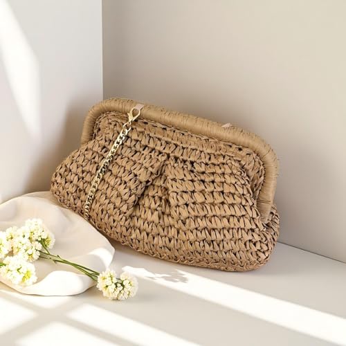 Image of Amszke Straw Purse for Women, Beach Bag Summer Woven Clutch Purses, Cloud Crossbody Shoulder Bags Spring Handbag 2026