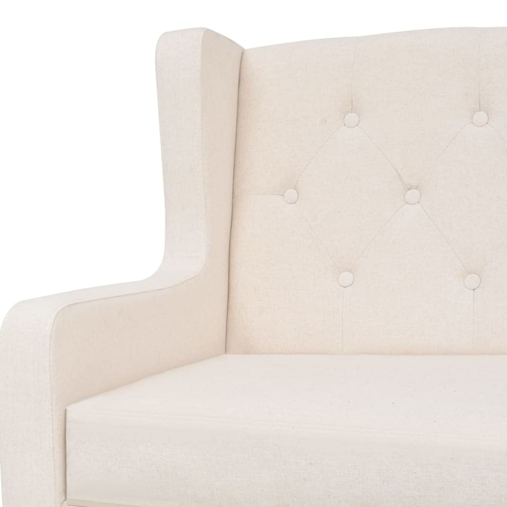 2-Sitzer Sofa Cremeweiß 140x68x90 cm aus Massivholz & Polyester, Modernes kleines Sofa für Wohnzimmer, Büro, Flur und Schlafzimmer