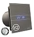 Produktbild CATA E GLAS GTHS V2 Nachlauf Feuchtesensor LED Anzeige Display Front - echtes Glas (Ø 100 mit Rückschlagventil, Silber Grau Silver)
