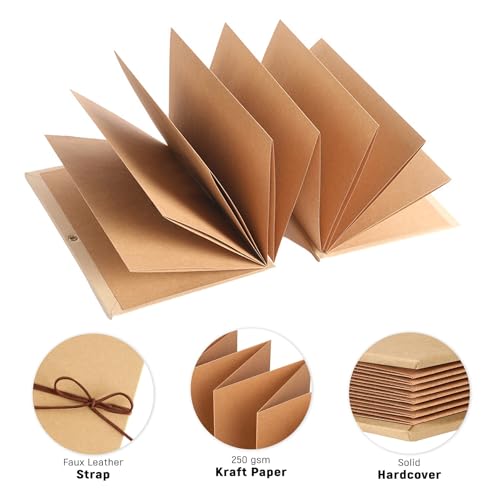 Álbum de recortes de 8x8 pulgadas con páginas negras y diseño plegable estirable de 6x8 pulgadas, incluye 102 pegatinas para fotos miniatura 3