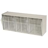 Akro-Mils 06703 TiltView Horizontal Plastic Storage System with Three Tilt Out Bins- 23-5/8-Inch Wide by 9-7/16-Inch High by 7-7/8-Inch Deep, Stone