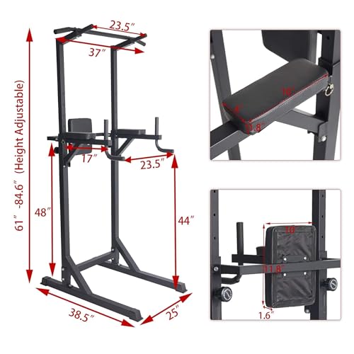 KARMAS PRODUCT Power Tower Adjustable Height Standing Pull Up Bar Dip Station for Home Gym Heavy Duty with Jump Rope Holds Up to 660LBS - Thumbnail 5