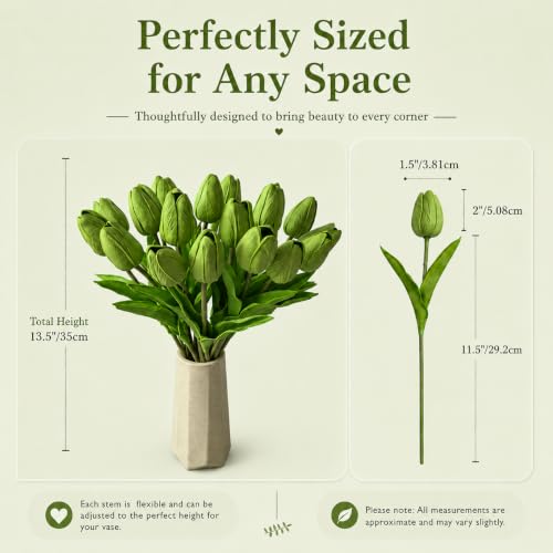 Image of Mandy's 20pcs Artificial Green Tulips