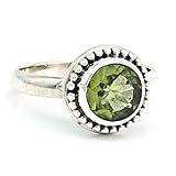 Hergestellt in Indien Ring Silber 925 Sterlingsilber Peridot grün Stein (Nr: MRI 193), Ringgröße:54 mm/Ø 17.2 mm