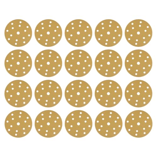 Ubric Lot de 20 disques abrasifs en oxyde d'aluminium 150 mm, Grain P80, 15 Trous, pour Ponceuse Circulaire pour Le ponçage du plâtre, du Mastic, des Panneaux de Particules, du Bois et de la Peinture