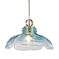 DLCL Pendant Light Fixtures 12.99" D, Glass Hanging Pendant Lights, Pendant Lighting for Kitchen Island Living Room Hallway Bedroom, 1-Light E26 Base, Blue