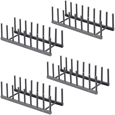 INNERNEED Dish Drying Rack Plate Vertical Storage Pot Lids Holder Kitchen Organizer, 8 Slots for Plates, Cutting Boards, Bakeware, Bowls, Cups, PP Plastic (Pack of 4)