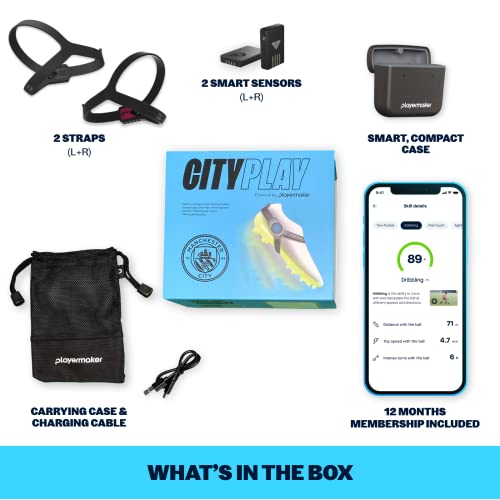 Cityplay Smart Soccer Tracker For Cleats By Playermaker, Track 25+ Technical & Physical Metrics, 12 Month Access To Cityplay Soccer Training App Included, Advanced Than Gps, Medium #TOP5