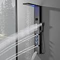 Bathfinesse Black Shower Panel Tower System, LED Light Shower Tower with Large Area Body Jet Massage Shower Fixtures with LCD Temperature Display, Adjustable Body Jets Tub Spout Hand Shower, Black