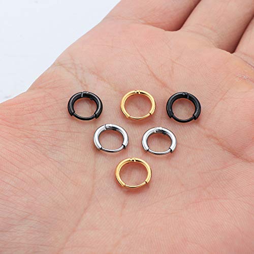 Image of Huggie Hoop Earrings for Women Men - 316L Surgical Stainless Steel 6mm 8mm 10mm Mens Ear Hugging Hoop Earrings for Cartilage Gold Black 20G 18G Hypoallergenic Second Hole Sleeper Hoop Earrings