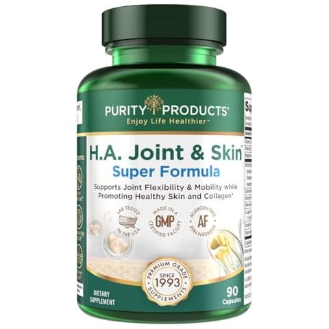 Purity Products H.A. Joint and Skin Super Formula Biocell Collagen w/Hyaluronic Acid Supports Healthy Joint Flexibility, Healthy Synovial Fluid, and Joint Lubrication - 5-Loxin - 90 Capsules (1) Cover