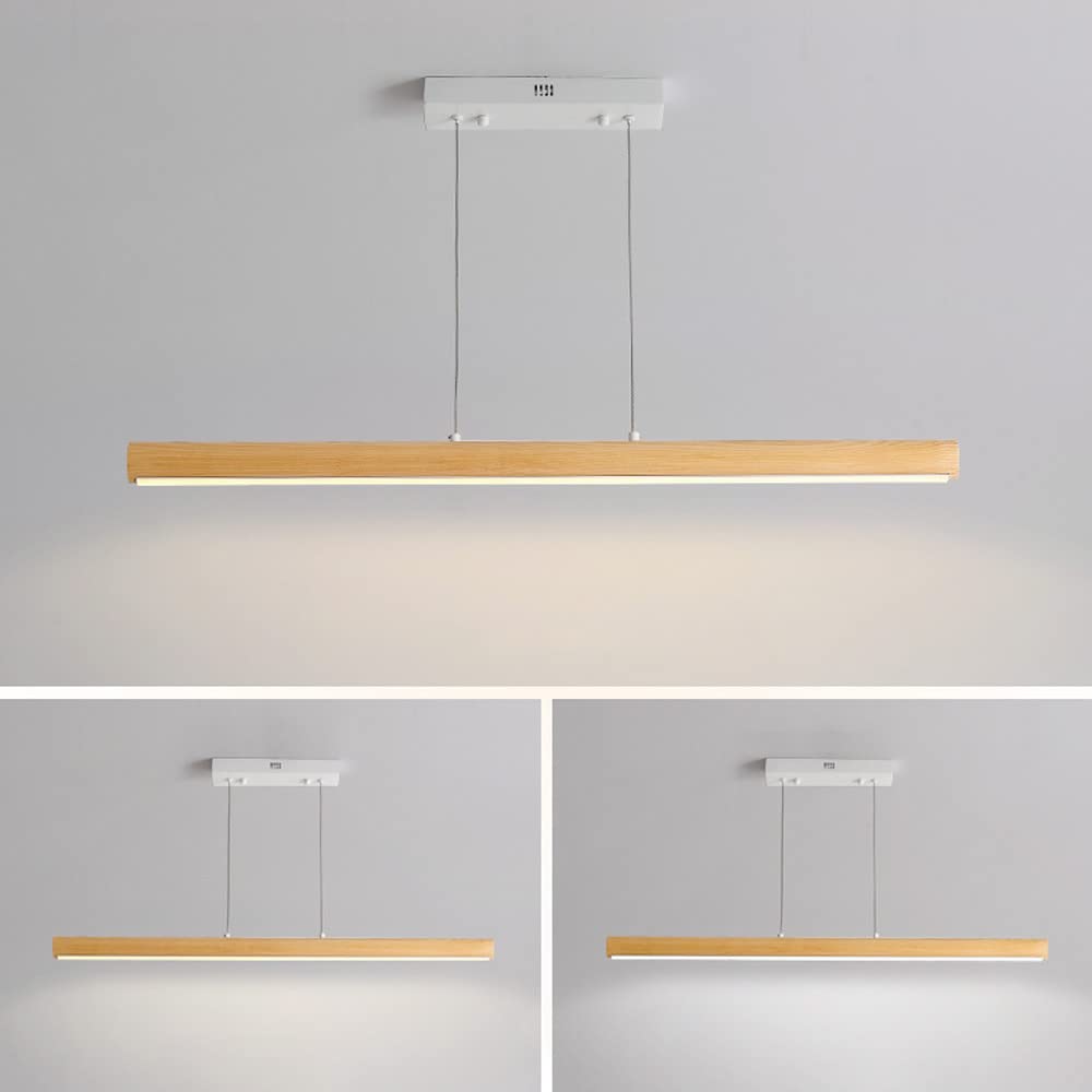 Drewniana lampa wisząca LED Minimalistyczna wisząca listwa sufitowa Liniowy żyrandol, Oprawa oświetleniowa stołu jadalnego, Salon Kuchnia Wyspa Decor Lampy wiszące interesting