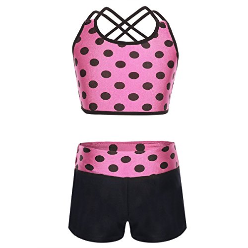 Alvivi Kids Girls Two Pieces Sports Dance Outfit Crop Tops Bra with Shorts Set Gymnastics Athletic Leotard Swimwear