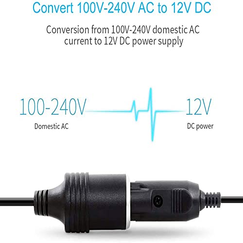 Image of AC to DC Converter, 100V~240V to 12V 10A 120W Power Supply Adapter, Car Cigarette Lighter Socket Power Adapter AC /DC Transformer for Tire Inflator, Car Refrigerator, and Other Car Devices