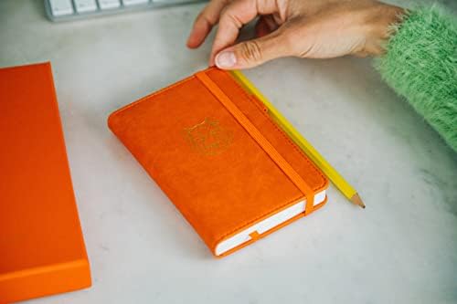 Small Notebook A6 by Avocado and Spice®  A6 Pocket Notepad Dotted Notebook - Small Notepad Dot Journal Bullet Planner Faux Leather A6 Notebook with Gift Box & Velvet Bag (Orange, Dotted)