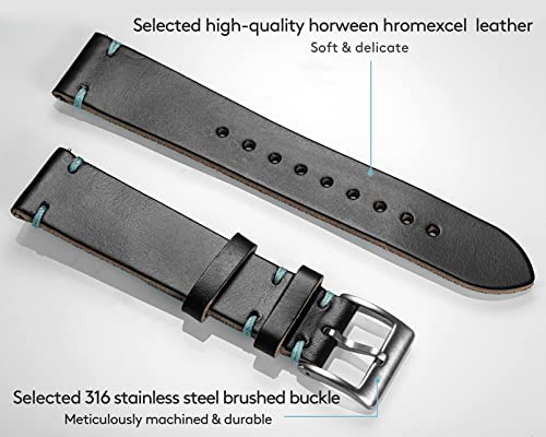 Image of hemsut h Leather Watch Bands for Men, Horween Quick Release Leather Watch Strap Vintage Watch Replacement Wrap of 18mm, 20mm, 22mm