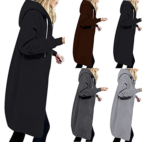 routinfly Kapuzenjacke Damen Lang Kapuzenmantel Casual ReißVerschluss...