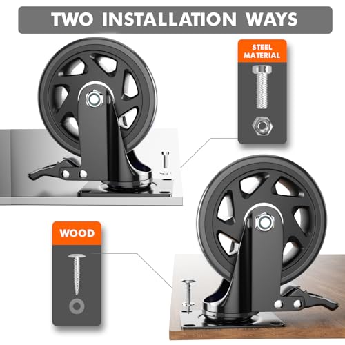 image for YUPEZOP 6 Inch Caster Wheels Heavy Duty Casters with Brake, Casters Se