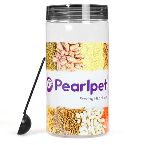 PEARLPET Tiffany Plastic Containers for Kitchen Storage | Plastic Container Set with Spoon | BPA-Free, Stackable Jars | Black,1700 ML (Set of 6)